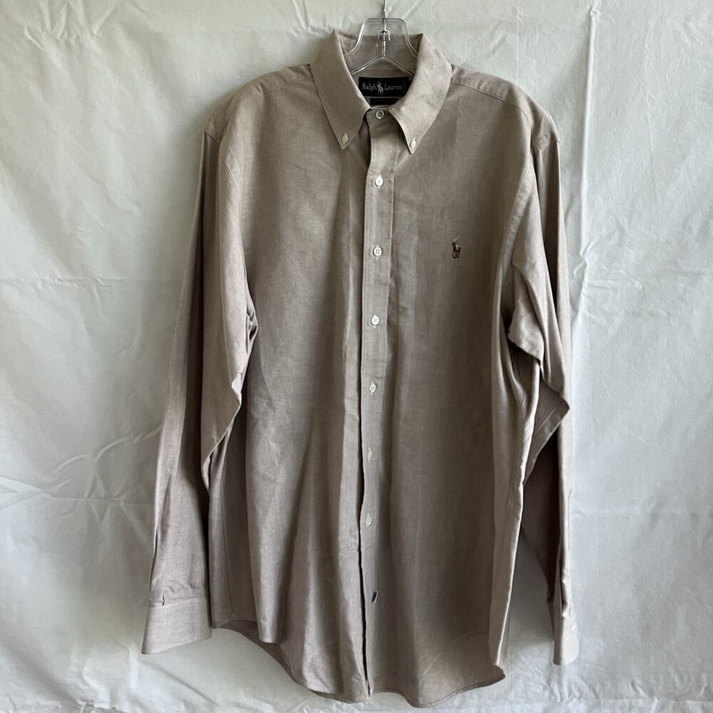Ralph Lauren Blue Label Men's Button-Down Shirt in Taupe